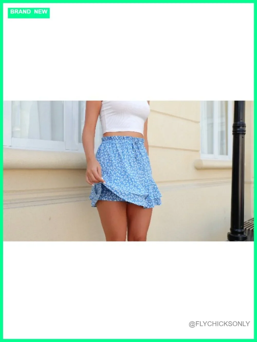 Floral Chiffon Ruffle Skort with Built-in Shorts and Pocket